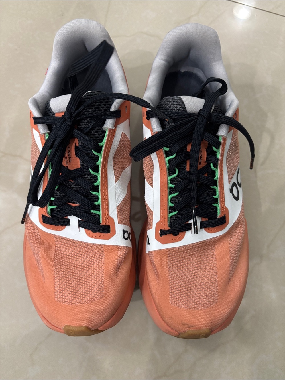 On Running Orange and White Women's Sneakers